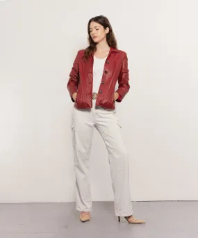 Veste rouge en cuir