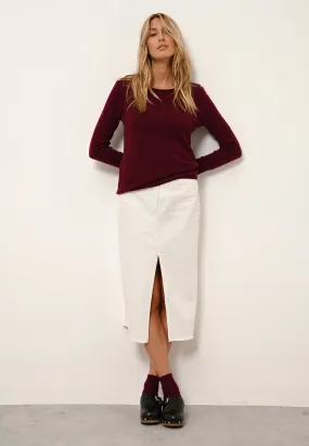 VIVIAN pull col rond bordeaux